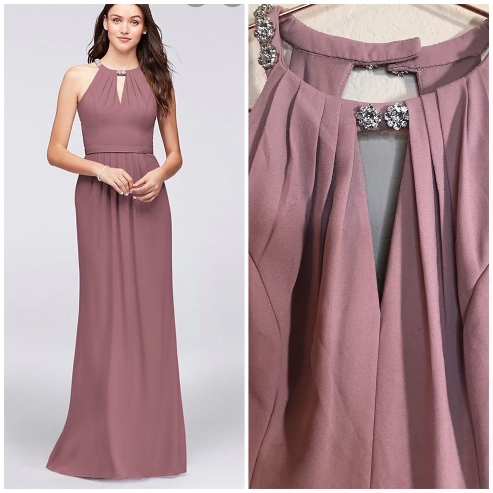 David’s bridal floral beaded halter dress‎